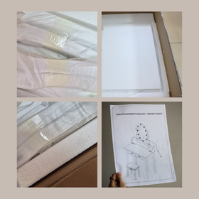 Toaletka kosmetyczna z lustrem LED obrotowym + taboret biała CALM LED