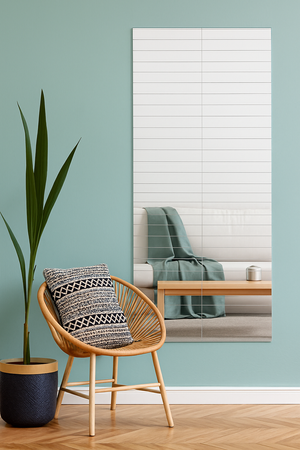 Zestaw 10 akrylowych paneli lustrzanych 3D – samoprzylepne prostokąty 50×5,5 cm dekoracja ścienna