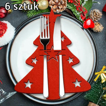 Świąteczna kieszonka na sztućce w kształcie choinki – dekoracja na Boże Narodzenie BQ86A