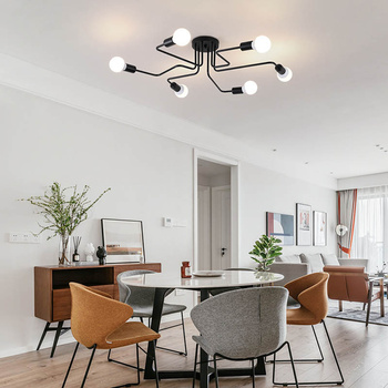 ŻYRANDOL LAMPA WISZĄCA 6 pkt ŚWIATŁA E27 60W czarny ZD74F 