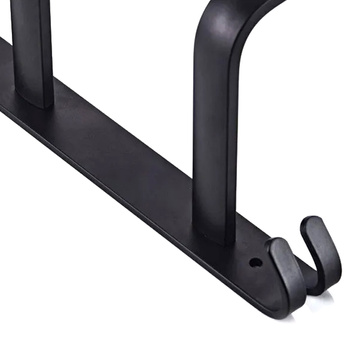 Metalowy wieszak łazienkowy loft – czarny mat, 3 ramiona i haczyki, 59 cm