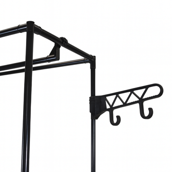 Czarny wieszak metalowy z półkami – stojak na ubrania 108×174 cm