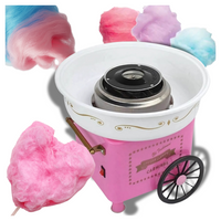 Maszyna do Waty Cukrowej 500W +10 patyczków Szybka Idealna na Przyjęcia i Domowe Wydarzenia różowa