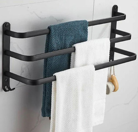 Metalowy WIESZAK na Ręczniki Łazienkowy w stylu Loft 50x28,5cm czarny mat AG988A 