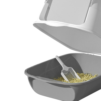 Duża kryta kuweta dla kota z otwieranym wiekiem – łatwe sprzątanie i wygoda 