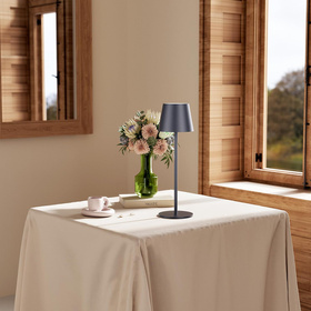 Lampka stołowa LED bezprzewodowa dotykowa IP44 – 3 barwy światła, czarna