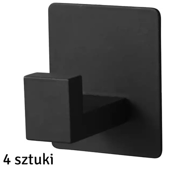 Zestaw 4 stalowych Haczyków ściennych łazienkowych czarne
