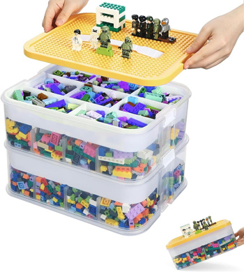 Pojemnik na klocki LEGO 5-warstwowy organizer z przegródkami i uchwytem  