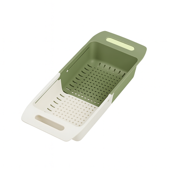 Regulowany ociekacz do naczyń 34–44cm – biało-zielony, z funkcją durszlaka