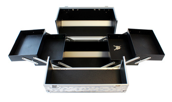 KUFEREK na KOSMETYKI i Akcesoria Fryzjerskie 30x20x25cm srebrny CA4A 