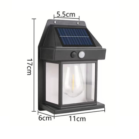 Kinkiet solarny LED retro z czujnikiem zmierzchu – lampa ogrodowa elewacyjna E27