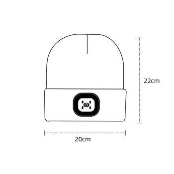 Zielona czapka zimowa z latarką LED USB – 4 tryby świecenia, ciepła i praktyczna