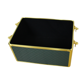 Kufer kosmetyczny XXL na makijaż lakiery organizer dla kosmetyczki zielono-złoty