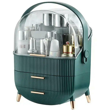 Organizer na Kosmetyki Szkatułka Kufer zielono-złoty 