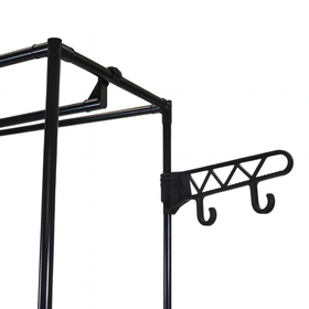 Czarny wieszak metalowy z półkami – stojak na ubrania 108×174 cm