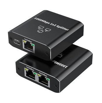 ROZDZIELACZ sygnału sieciowego LAN kompresja 1 na 2 RJ45 czarny HD43