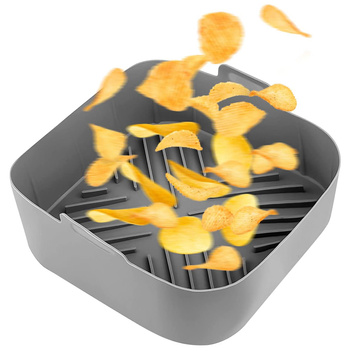 Silikonowa Wkładka do Frytkownicy Air Fryer – Zapobiega Przywieraniu, Wielokrotnego Użytku,  szara DA283