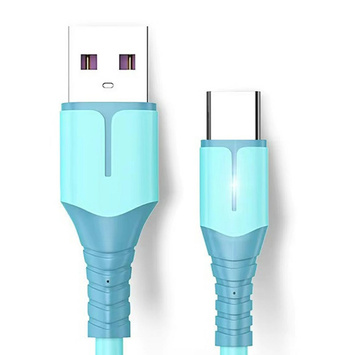 Kabel USB C 2m LED szybkie ładowanie 2.1A transmisja danych QC niebieski