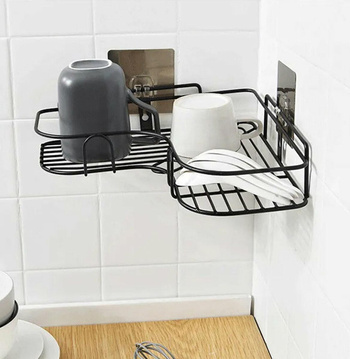 Narożna Półka Łazienkowa na kosmetyki zawieszana na ścianę 36x12x6cm czarna