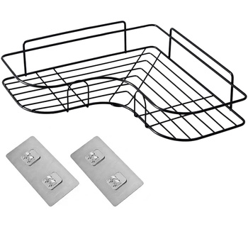 Narożna Półka Łazienkowa na kosmetyki zawieszana na ścianę 36x12x6cm czarna