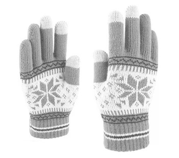 RĘKAWICZKI Dotykowe do obsługi smartfona wzór gwiazda szare BQ19S