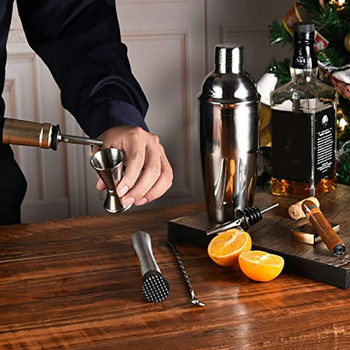 Zestaw BARMANA 6 elementów Shaker jJigger Miarka srebrny AG818 