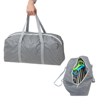 Kojec dla dziecka 200x140 cm XL – duży plac zabaw z siatką, wejście na zamek, uchwyty do nauki chodzenia, szary + torba transportowa