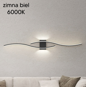 Elegancki kinkiet LED do wnętrz, smukła konstrukcja, czarny korpus, 2000 lm, energooszczędny zimna biel 