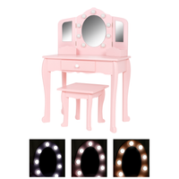 Toaletka dla dziewczynki z lustrem i podświetleniem różowa Pink Dream LED z taboretem