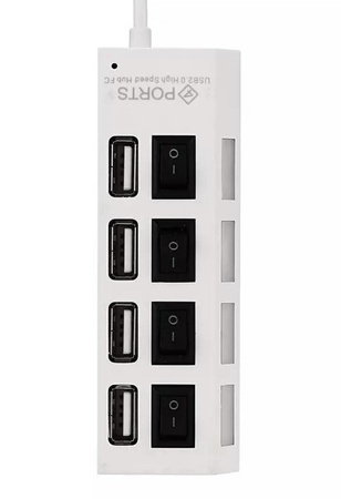 Hub USB 2.0 4 porty z włącznikami aktywny rozdzielacz High Speed