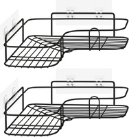 Zestaw 2 półek narożnych czarnych do łazienki – samoprzylepne, bez wiercenia
