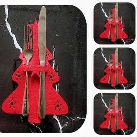 Świąteczna kieszonka na sztućce w kształcie choinki – dekoracja na Boże Narodzenie BQ86A