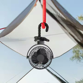 Wydajny wentylator biurkowy USB z regulacją nawiewu akumulator elastyczny statyw tripod czarny