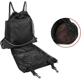 TORBA sportowa składana ze ściągaczem i komorą na piłkę 48x48cm czarna BQ79