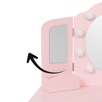 Toaletka dla dziewczynki z lustrem i podświetleniem różowa Pink Dream LED z taboretem