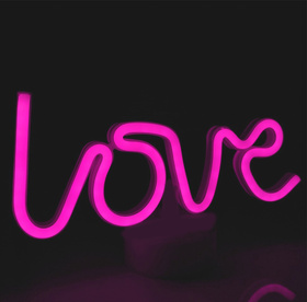 Neonowa Lampka LED „LOVE” - fioletowe podświetlenie, energooszczędna, zasilana bateriami, idealna na wesele i imprezy ZD79B