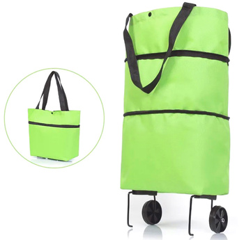 Składana TORBA na ZAKUPY na kółkach 57cm jasno-zielona AG392 