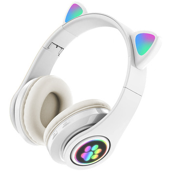 Bezprzewodowe SŁUCHAWKI Nauszne dla Dzieci LED RGB Bluetooth białe ZS7E