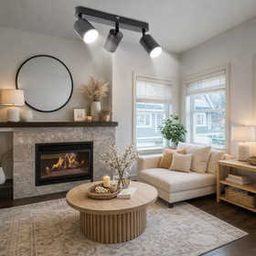 Oprawa sufitowa 3× GU10 czarna – listwa natynkowa z regulowanymi tubami