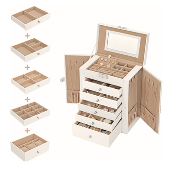 Szkatułka na biżuterię XXL organizer 6 poziomów naszyjniki pierścionki