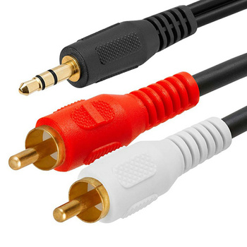 Kabel RCA Cinch - JACK 3.5 mm 1,25m, audio stereo, pozłacane wtyki, idealny do urządzeń audio 