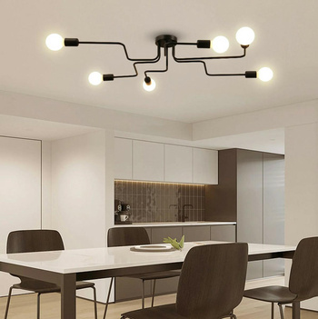 ŻYRANDOL LAMPA WISZĄCA 6 pkt ŚWIATŁA E27 60W czarny ZD74F 