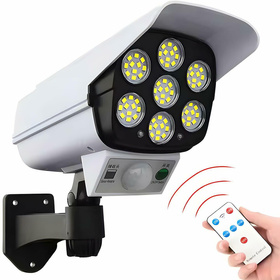 Lampa solarna LED z czujnikiem ruchu i atrapą kamery - energooszczędna, bezprzewodowa, pilot   