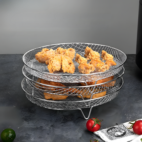 Stalowy ruszt 3-poziomowy do frytkownicy beztłuszczowej Air Fryer – tacki nierdzewne 20 cm