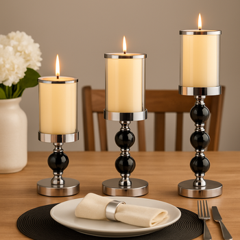 DA191B KOMPLET 3 ŚWIECZNIKÓW CZARNY