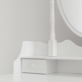 Toaletka drewniana biała z obrotowym lustrem i taboretem CALM