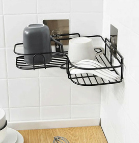 Narożna Półka Łazienkowa na kosmetyki zawieszana na ścianę 36x12x6cm czarna