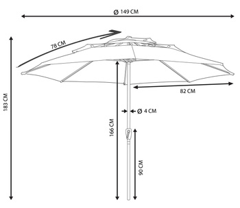 Parasol plażowy XXL 160 cm składany, regulowany – przeciwsłoneczny, na balkon, ogród, taras 