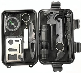 Zestaw SURVIVALOWY Niezbędnik Przeżycia w Pudełku SOS Set 10w1 AG772A        