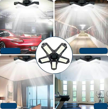 Składana lampa sufitowa LED 125 diod E27, regulowane ramiona, energooszczędne oświetlenie, czarna